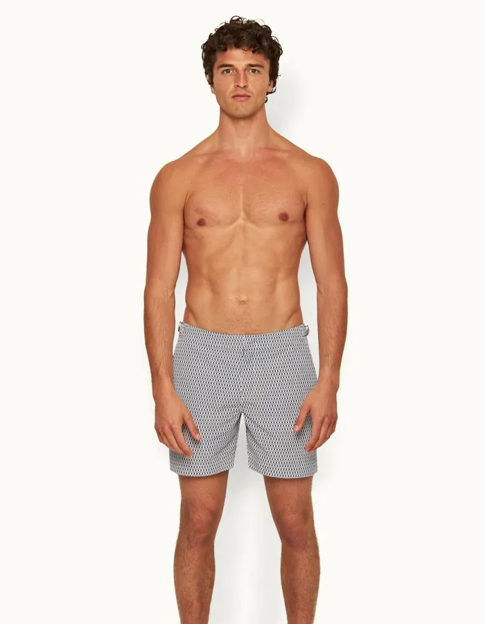 Men Orlebar Brown Swim Shorts Bulldog Whitemidnight Navy