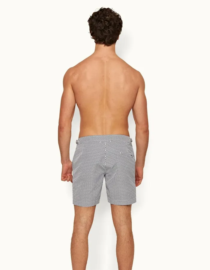 Men Orlebar Brown Swim Shorts Bulldog Whitemidnight Navy
