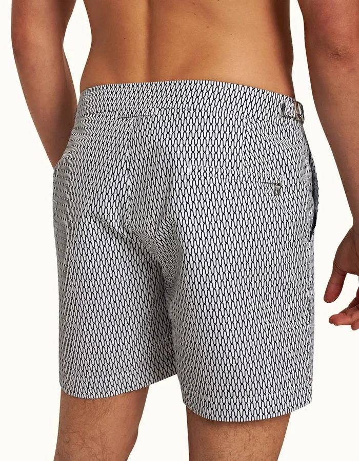 Men Orlebar Brown Swim Shorts Bulldog Whitemidnight Navy
