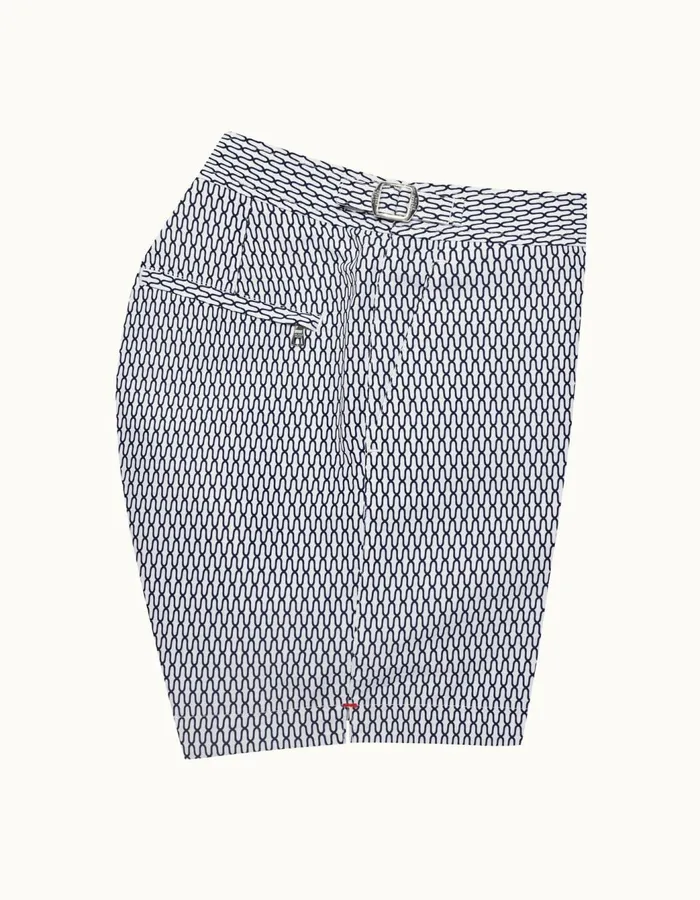 Men Orlebar Brown Swim Shorts Bulldog Whitemidnight Navy