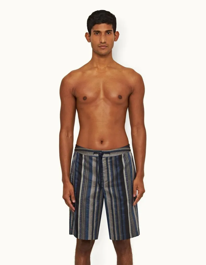 Men Orlebar Brown Swim Shorts Mastiff Stripe Night Irisdark Sapphire