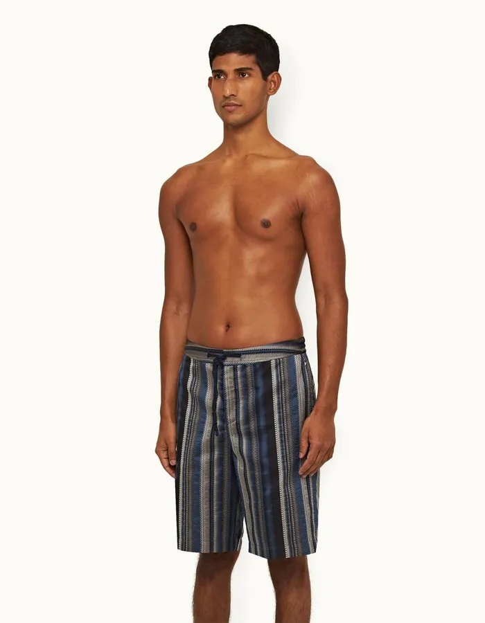 Men Orlebar Brown Swim Shorts Mastiff Stripe Night Irisdark Sapphire