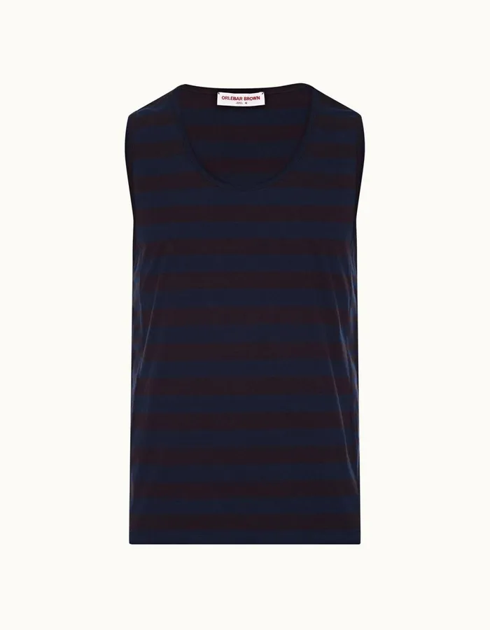 Men Orlebar Brown TShirts Cherbury Stripe Dark Sapphire