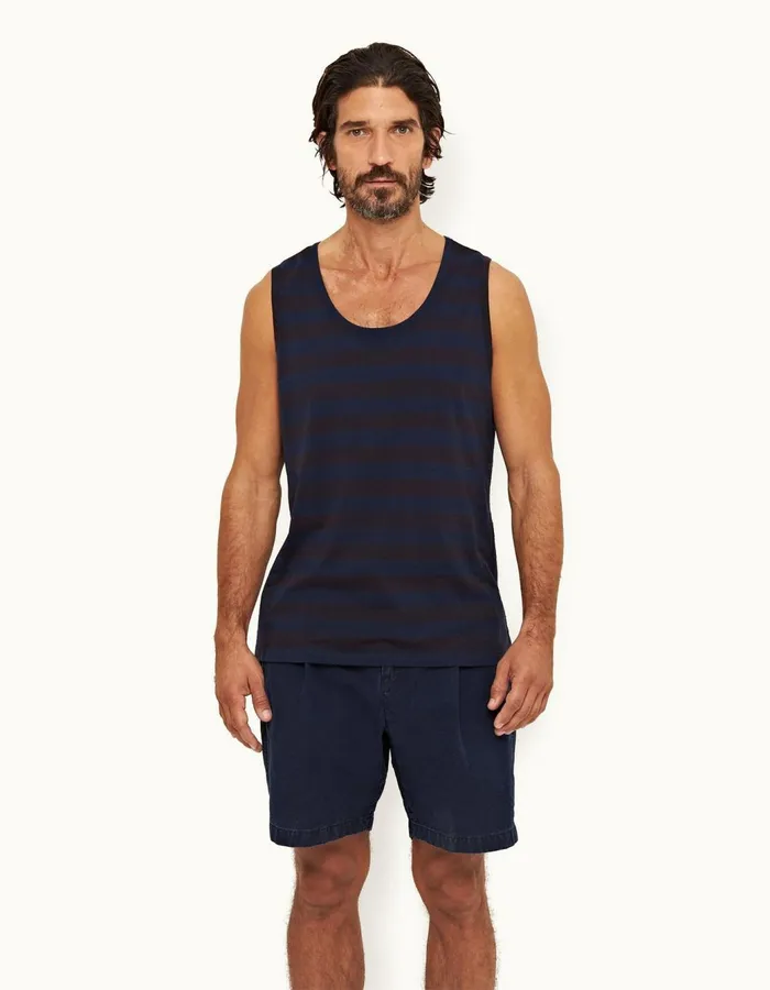 Men Orlebar Brown TShirts Cherbury Stripe Dark Sapphire Men Orlebar Brown TShirts Cherbury Stripe Dark Sapphire