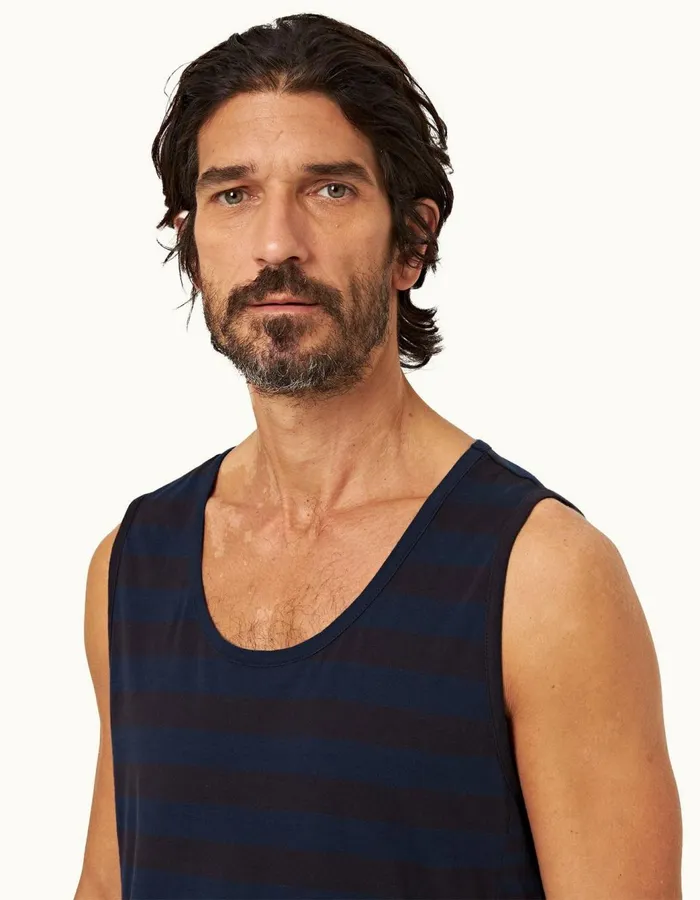 Men Orlebar Brown TShirts Cherbury Stripe Dark Sapphire Men Orlebar Brown TShirts Cherbury Stripe Dark Sapphire