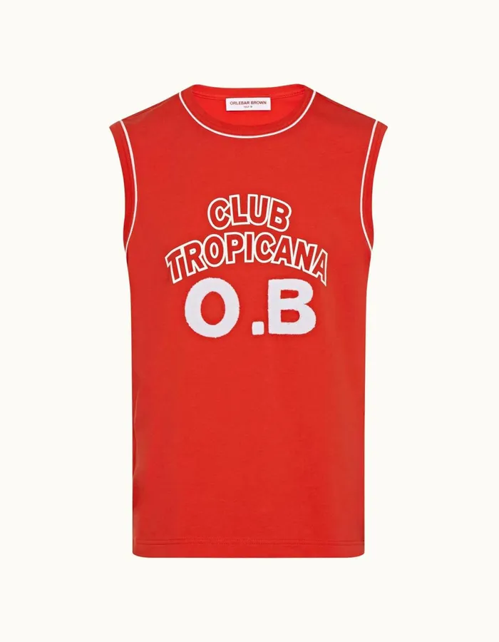 Men Orlebar Brown TShirts Dubois Summer Red