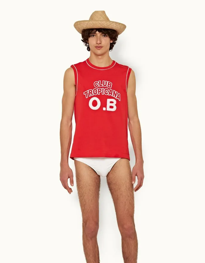 Men Orlebar Brown TShirts Dubois Summer Red