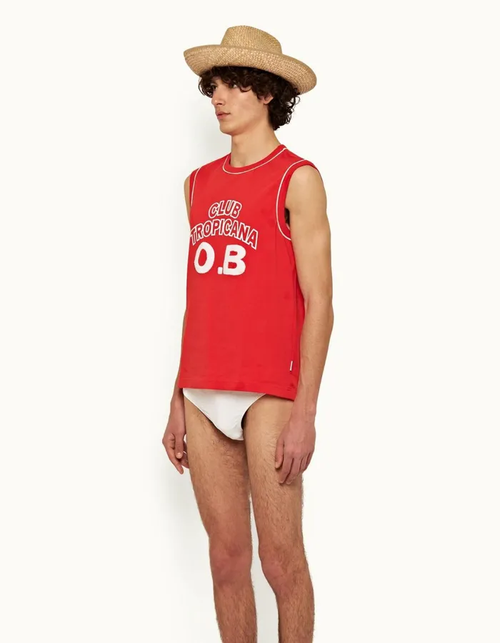 Men Orlebar Brown TShirts Dubois Summer Red