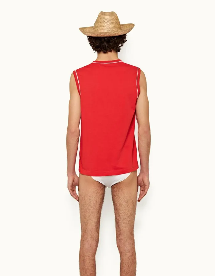 Men Orlebar Brown TShirts Dubois Summer Red