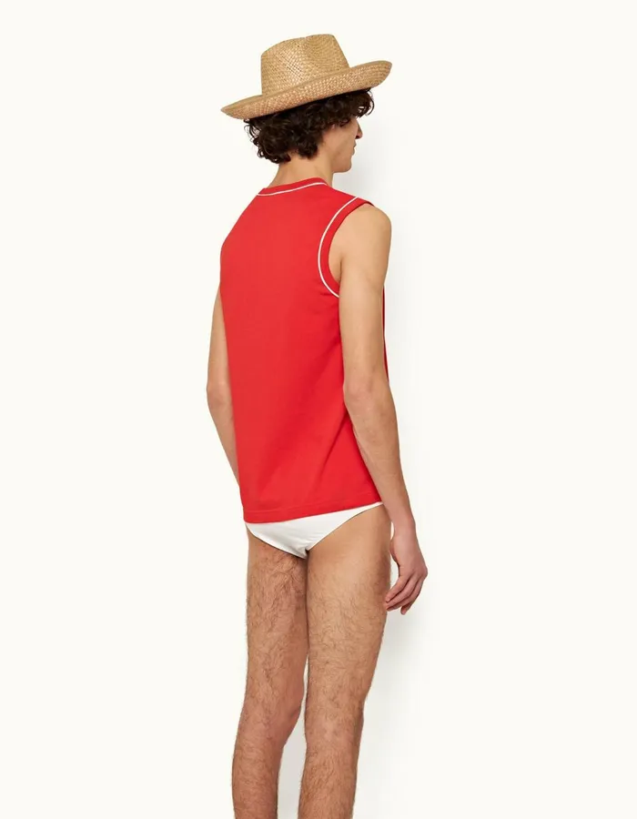 Men Orlebar Brown TShirts Dubois Summer Red