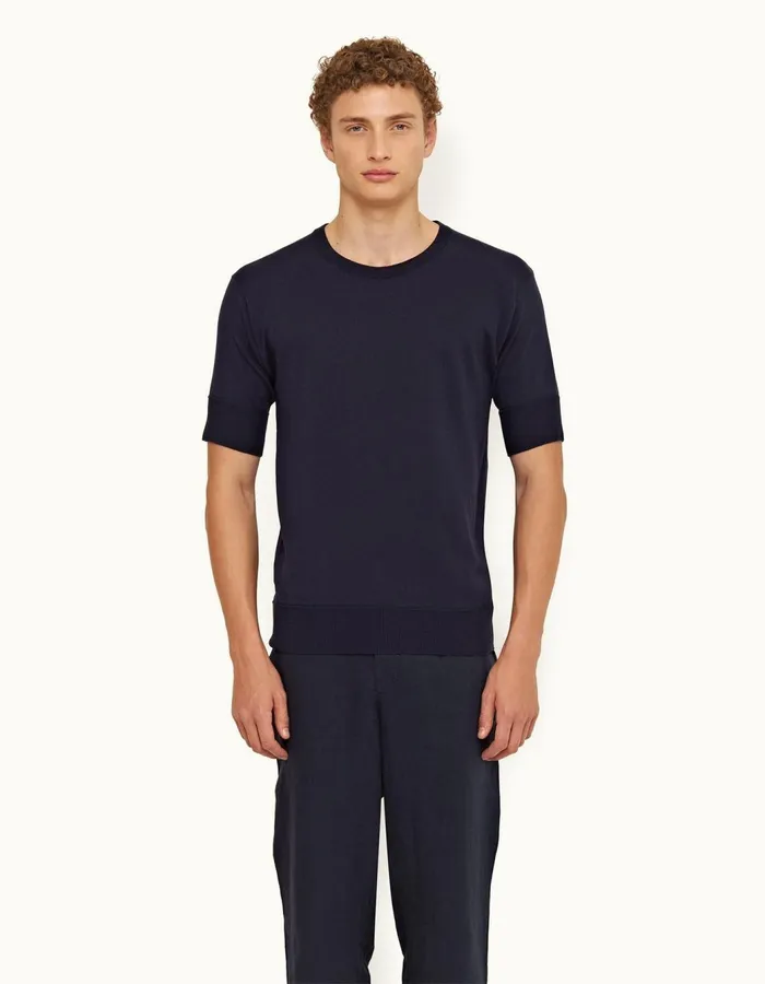 Men Orlebar Brown TShirts Emile Indigo Men Orlebar Brown TShirts Emile Indigo