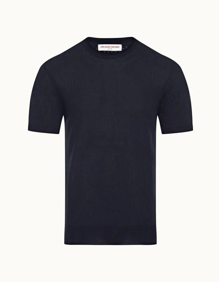 Men Orlebar Brown TShirts Gaulin Silk Night Iris