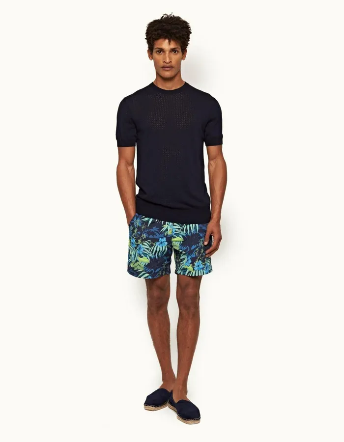 Men Orlebar Brown TShirts Gaulin Silk Night Iris