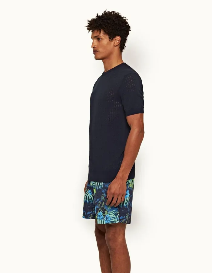 Men Orlebar Brown TShirts Gaulin Silk Night Iris