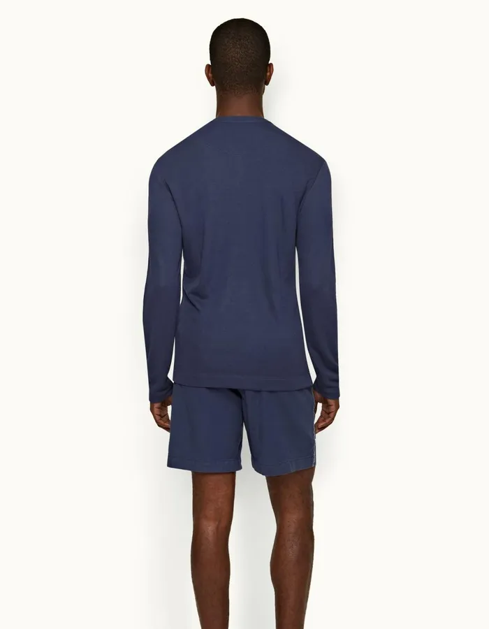Men Orlebar Brown TShirts Harrison Cashmere Lagoon Blue