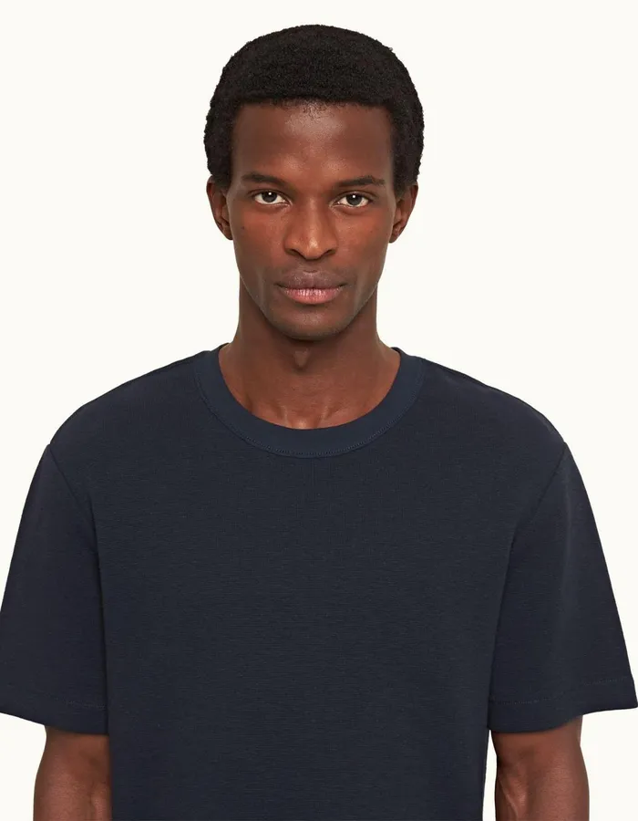 Men Orlebar Brown TShirts Nicolas Chainstitch Night Iris