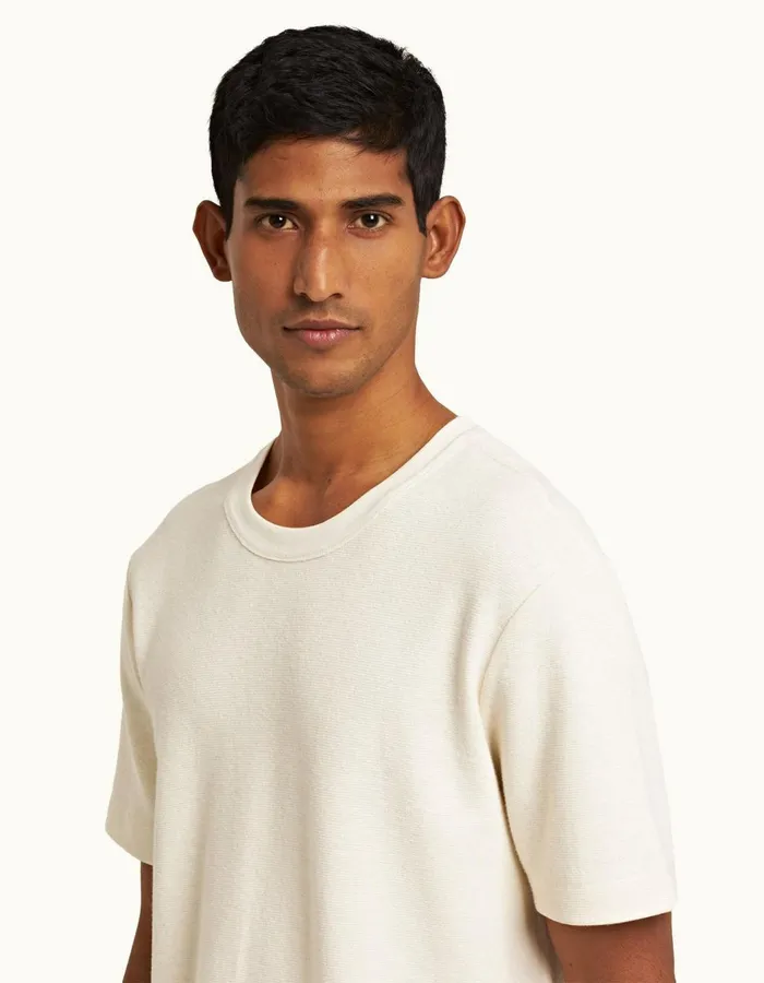 Men Orlebar Brown TShirts Nicolas Chainstitch Sea Mist