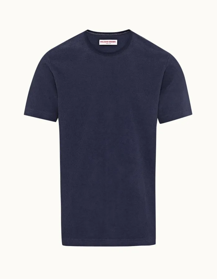 Men Orlebar Brown TShirts Nicolas Towelling Lagoon Blue