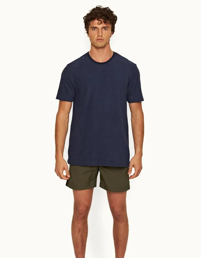 Men Orlebar Brown TShirts Nicolas Towelling Lagoon Blue