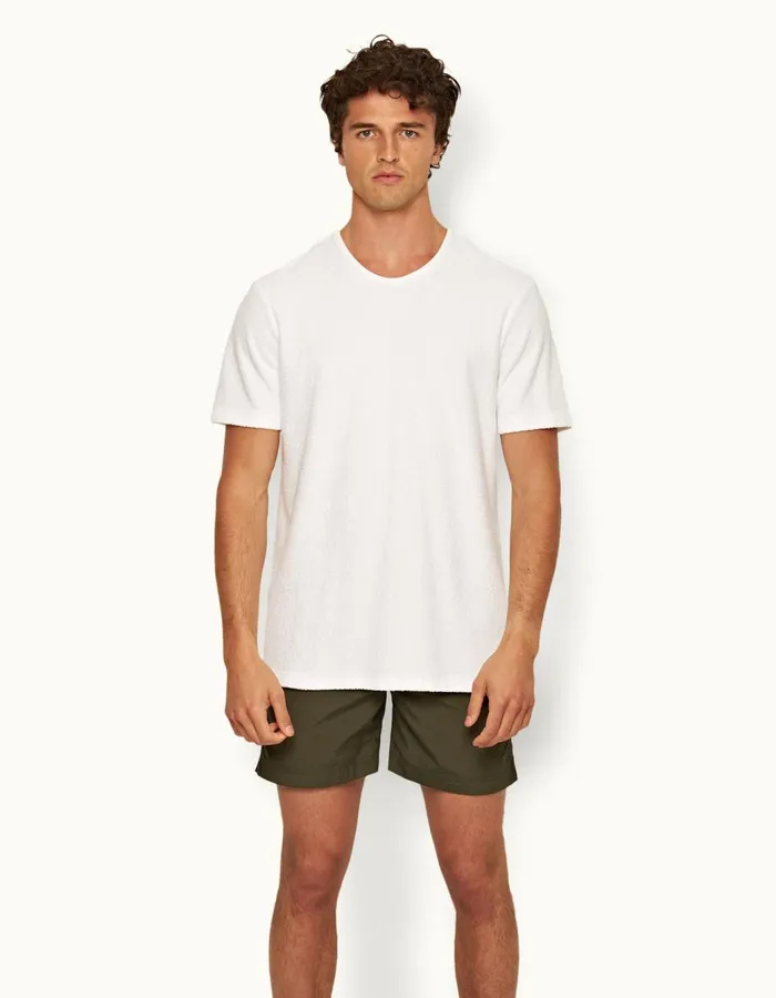 Men Orlebar Brown TShirts Nicolas Towelling White