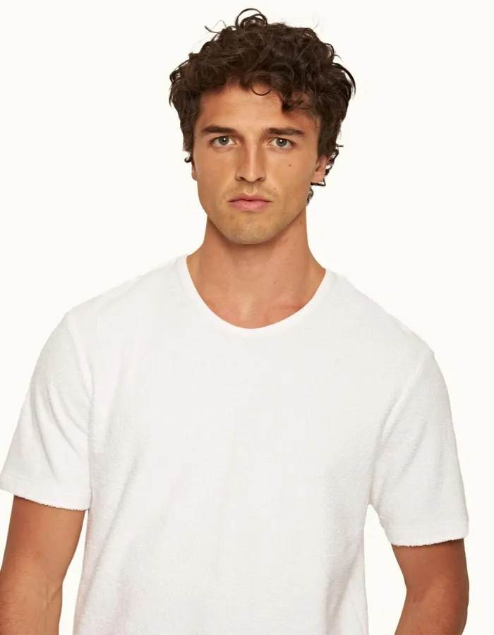 Men Orlebar Brown TShirts Nicolas Towelling White