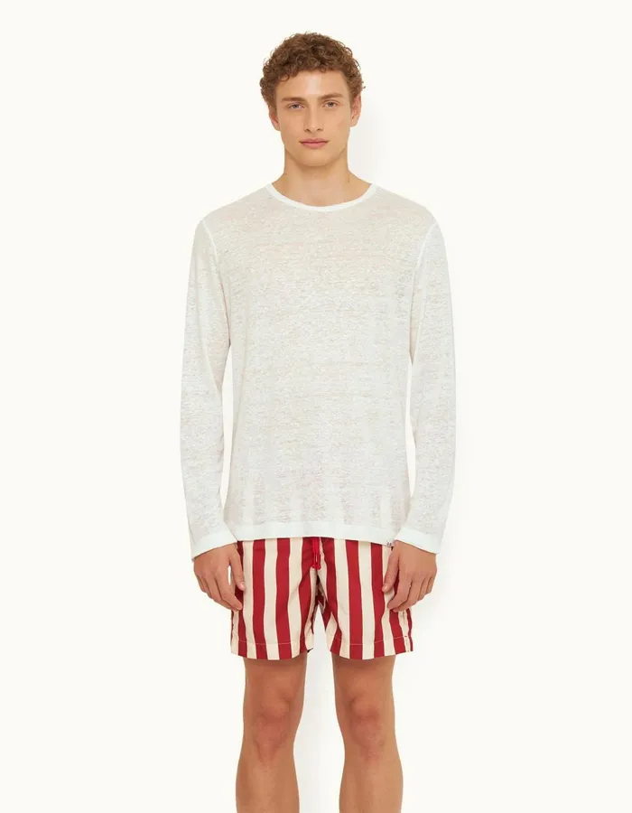 Men Orlebar Brown TShirts Ob Classic Linen Sea Mist