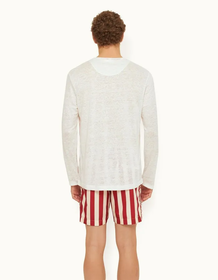 Men Orlebar Brown TShirts Ob Classic Linen Sea Mist