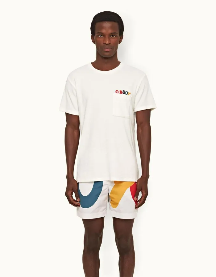 Men Orlebar Brown TShirts Ob Classic Towelling White Sand