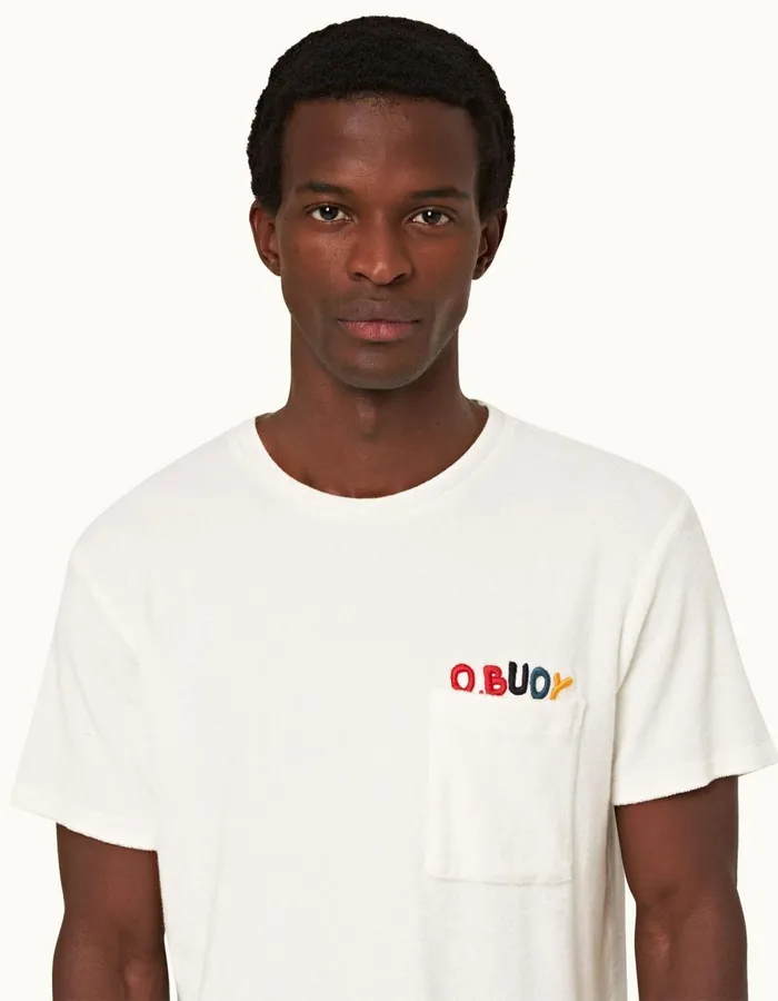 Men Orlebar Brown TShirts Ob Classic Towelling White Sand