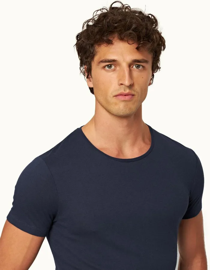 Men Orlebar Brown TShirts ObT Cashmere Lagoon Blue