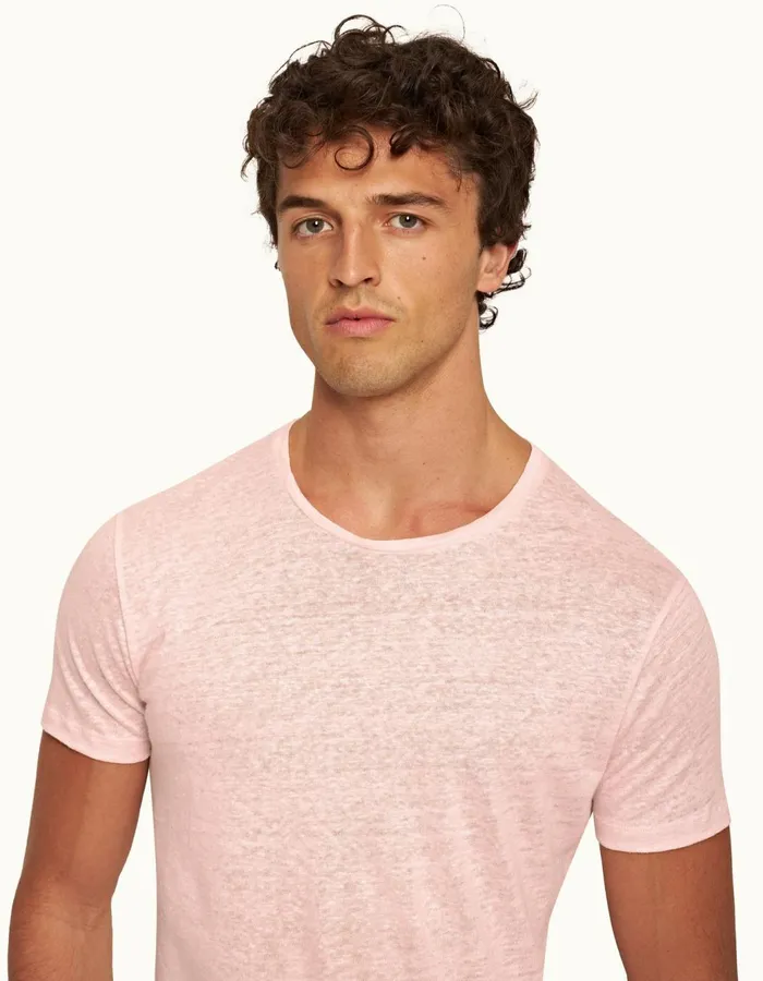 Men Orlebar Brown TShirts ObT Linen Rose