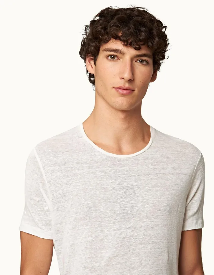 Men Orlebar Brown TShirts ObT Linen Washed Buttercup