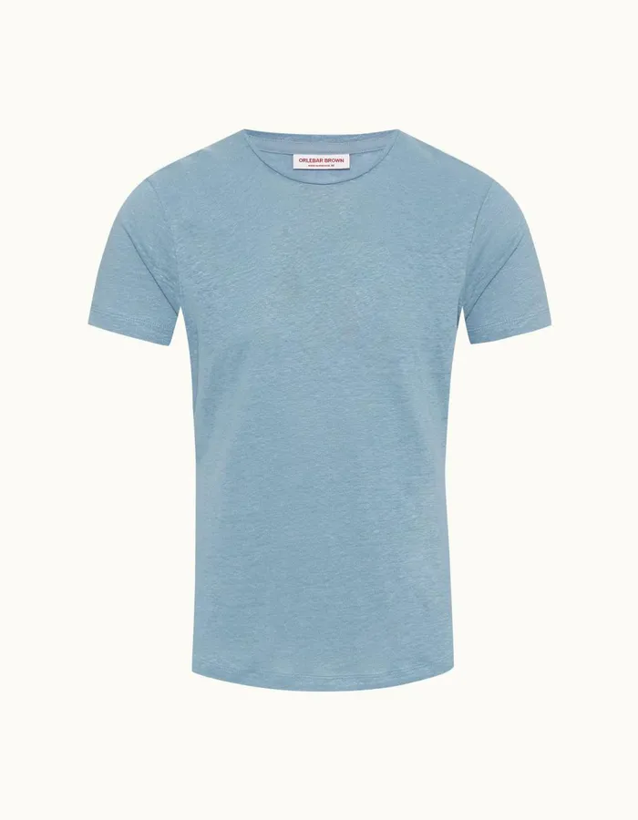 Men Orlebar Brown TShirts ObT Linen Wish Blue