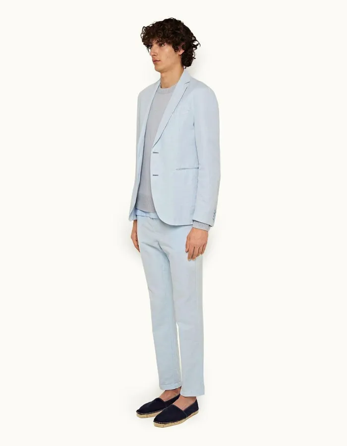 Men Orlebar Brown Trousers Alexander Linen Ice Blue