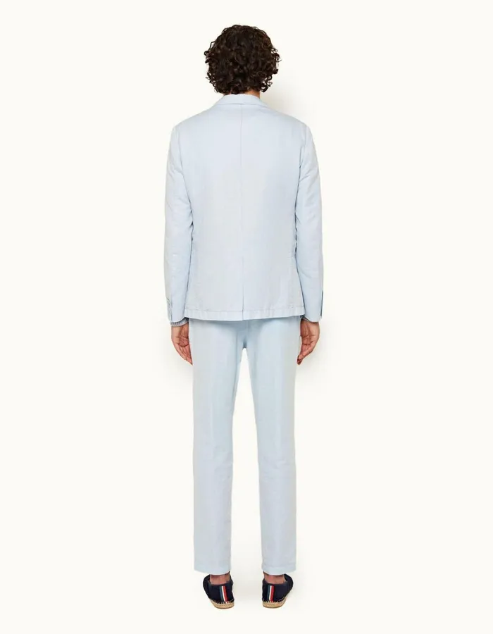 Men Orlebar Brown Trousers Alexander Linen Ice Blue