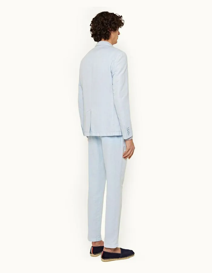 Men Orlebar Brown Trousers Alexander Linen Ice Blue