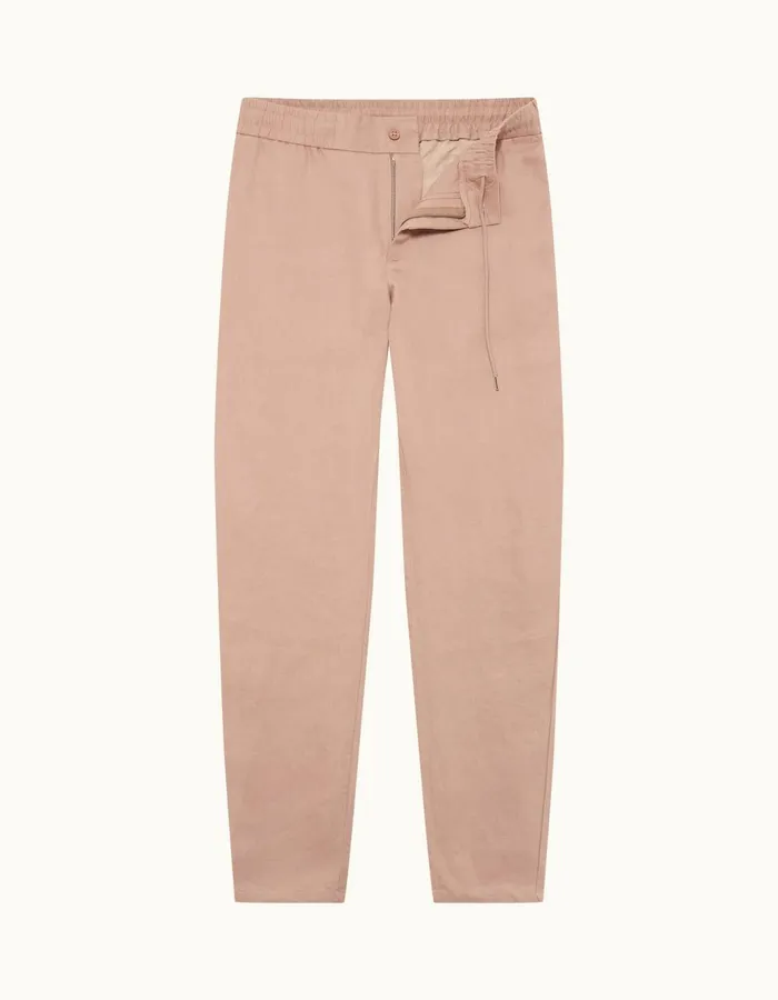 Men Orlebar Brown Trousers Cornell Linen Caramel Pink