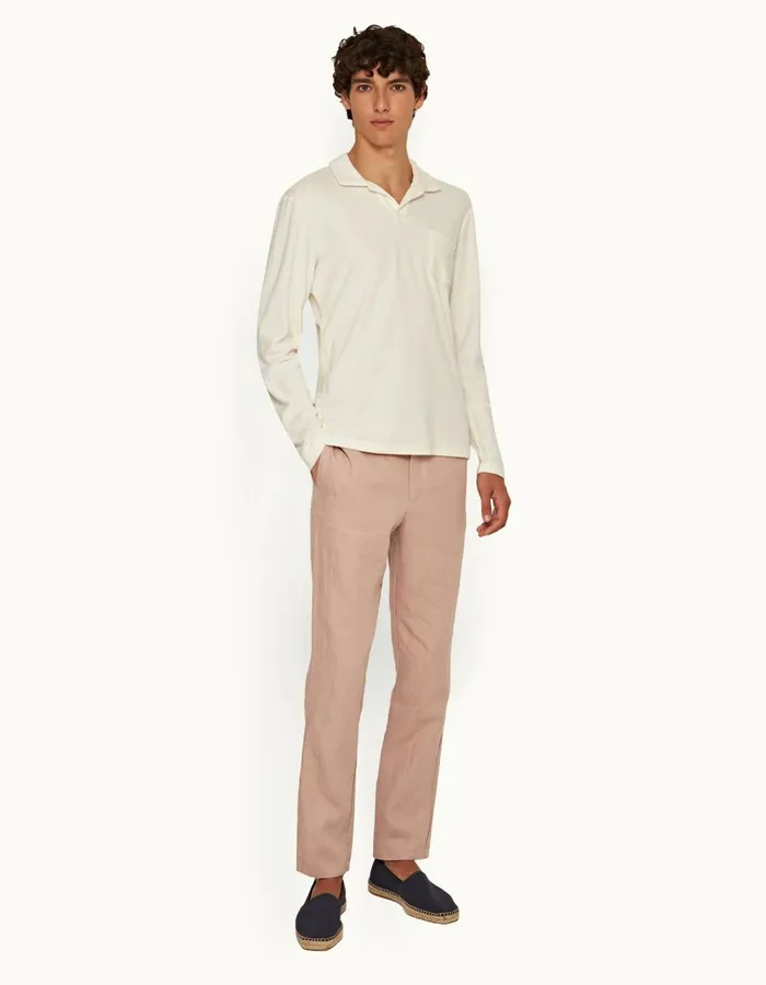 Men Orlebar Brown Trousers Cornell Linen Caramel Pink