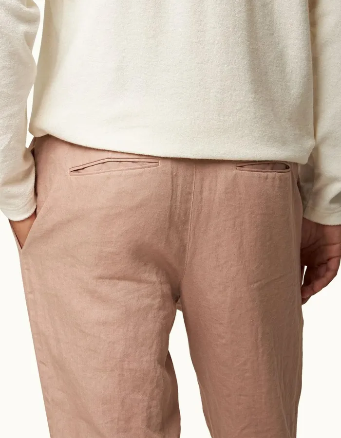 Men Orlebar Brown Trousers Cornell Linen Caramel Pink