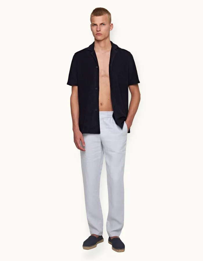 Men Orlebar Brown Trousers Cornell Linen Light Island Sky