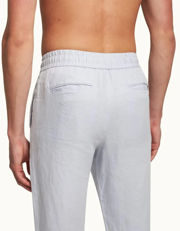 Men Orlebar Brown Trousers Cornell Linen Light Island Sky