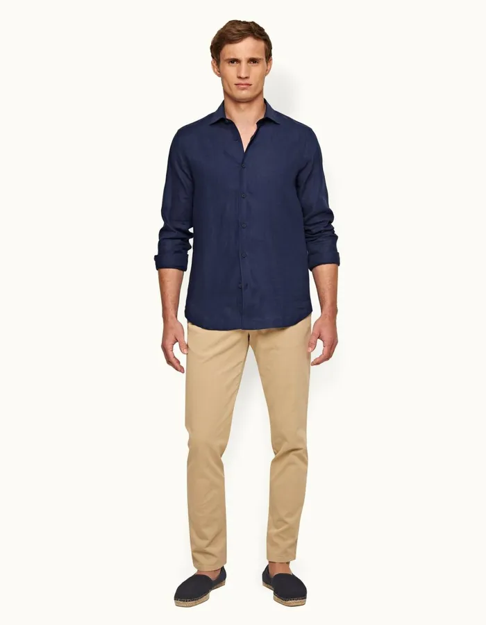 Men Orlebar Brown Trousers Fallon Cotton Sand Dune