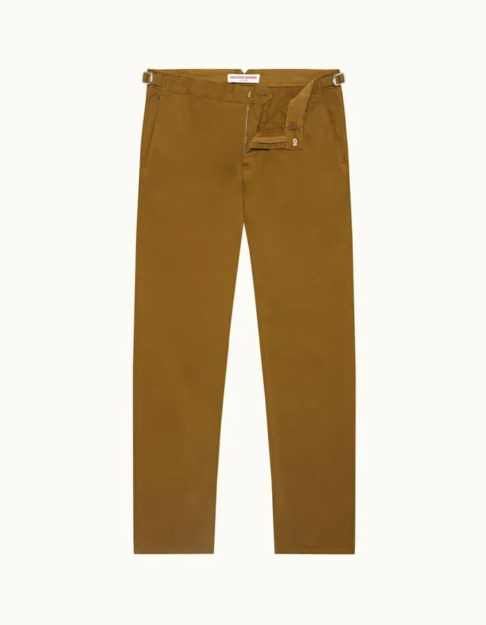 Men Orlebar Brown Trousers Fallon StretchCotton Golden Khaki
