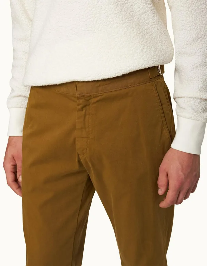 Men Orlebar Brown Trousers Fallon StretchCotton Golden Khaki