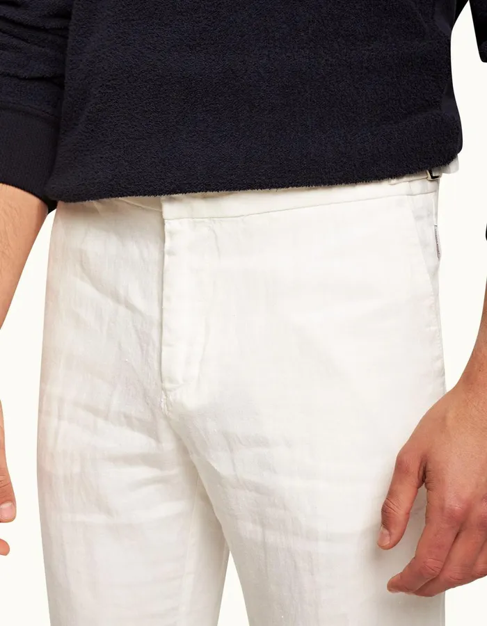 Men Orlebar Brown Trousers Griffon Linen Sandbar