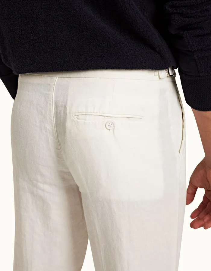 Men Orlebar Brown Trousers Griffon Linen Sandbar