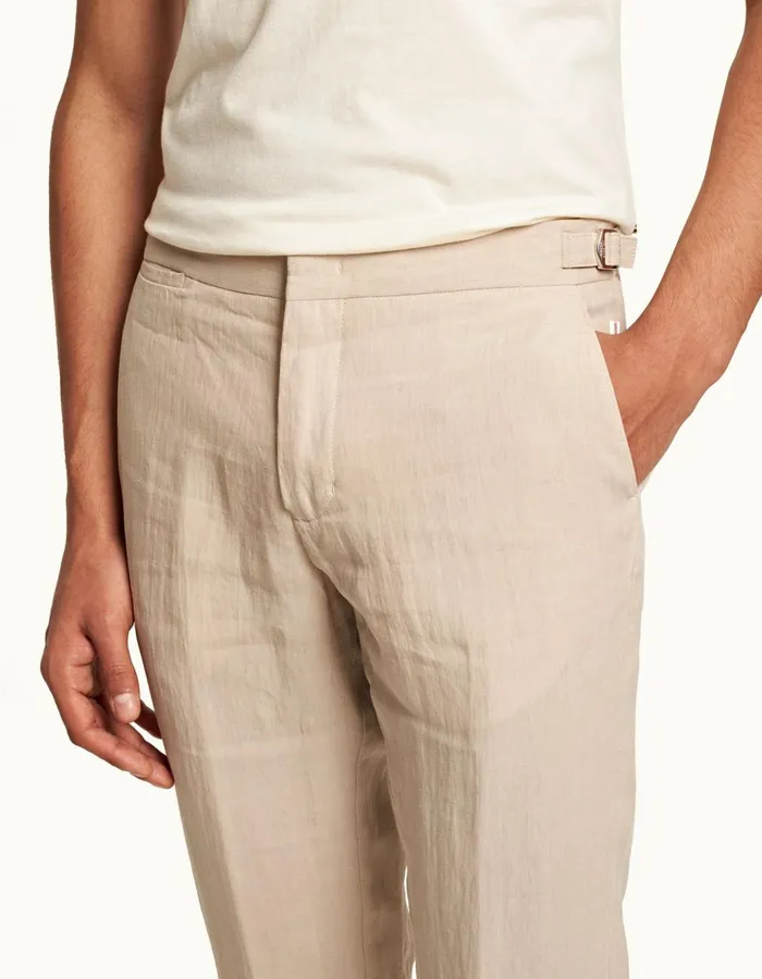 Men Orlebar Brown Trousers Griffon Linen Taupe
