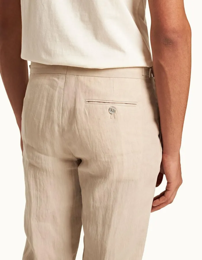 Men Orlebar Brown Trousers Griffon Linen Taupe