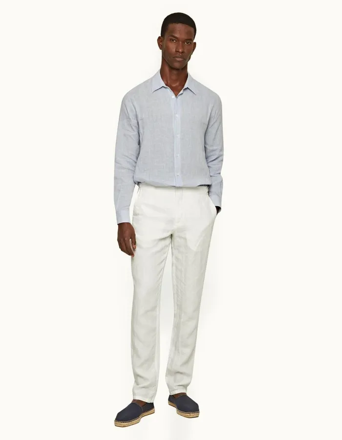 Men Orlebar Brown Trousers Griffon Linen White
