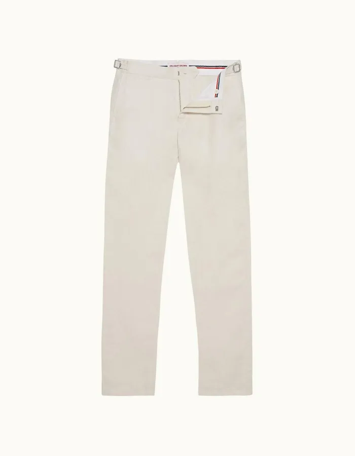 Men Orlebar Brown Trousers Griffon Linen White Sand